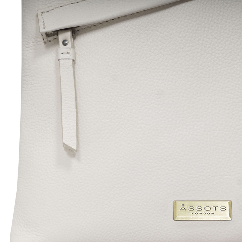 'FLORENCE' Cream Pebble Grain Leather Crossbody Sling Bag