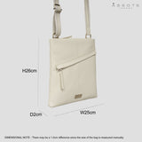'FLORENCE' Cream Pebble Grain Leather Crossbody Sling Bag