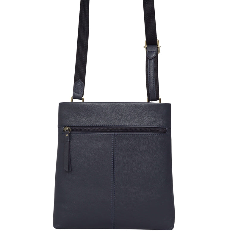 'FLORENCE' Navy Pebble Grain Leather Crossbody Sling Bag