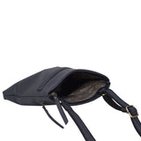 'FLORENCE' Navy Pebble Grain Leather Crossbody Sling Bag