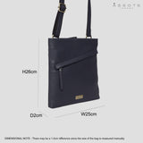 'FLORENCE' Navy Pebble Grain Leather Crossbody Sling Bag