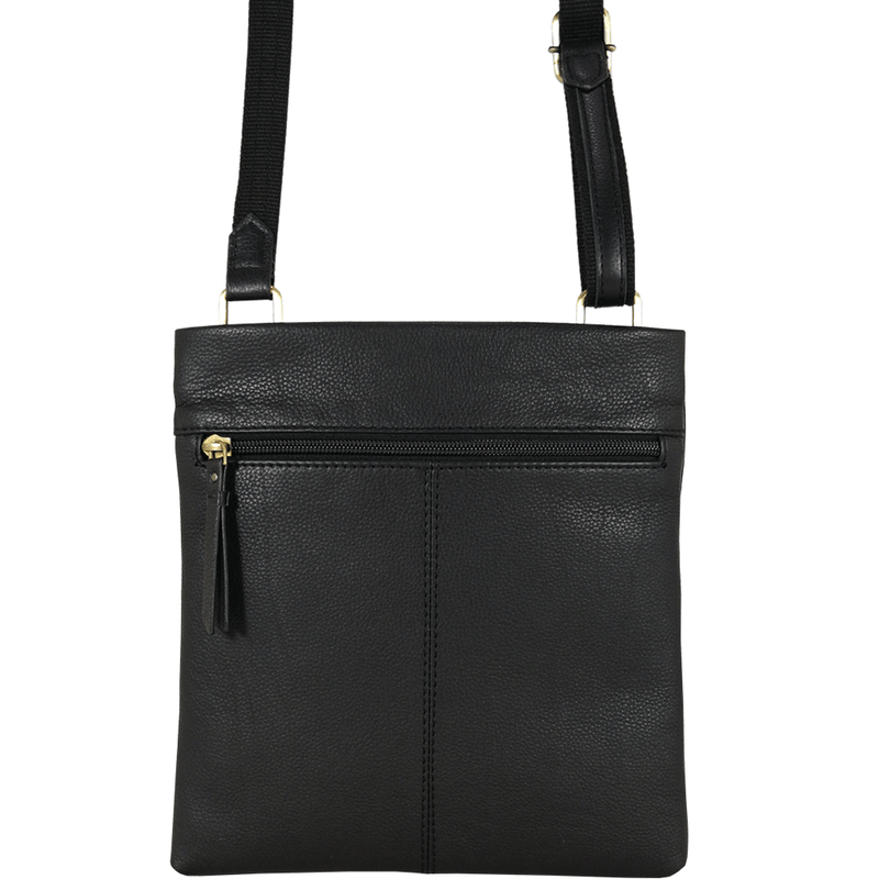 'FLORENCE' Black Pebble Grain Leather Crossbody Sling Bag