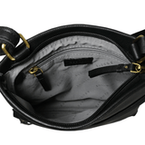 'FLORENCE' Black Pebble Grain Leather Crossbody Sling Bag