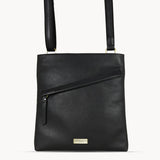 'FLORENCE' Black Pebble Grain Leather Crossbody Sling Bag