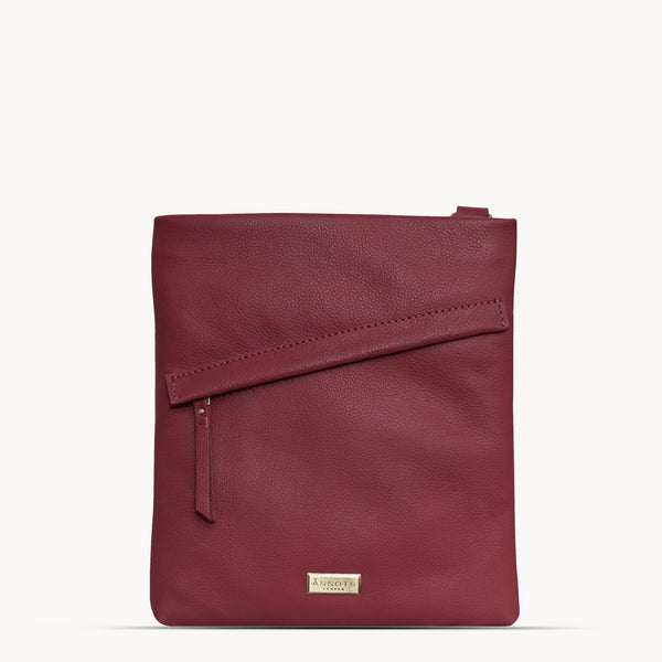 'FLORENCE' Carmine Pink Pebble Grain Leather Crossbody Bag