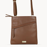 'FLORENCE' Tan Pebble Grain Leather Crossbody Sling Bag