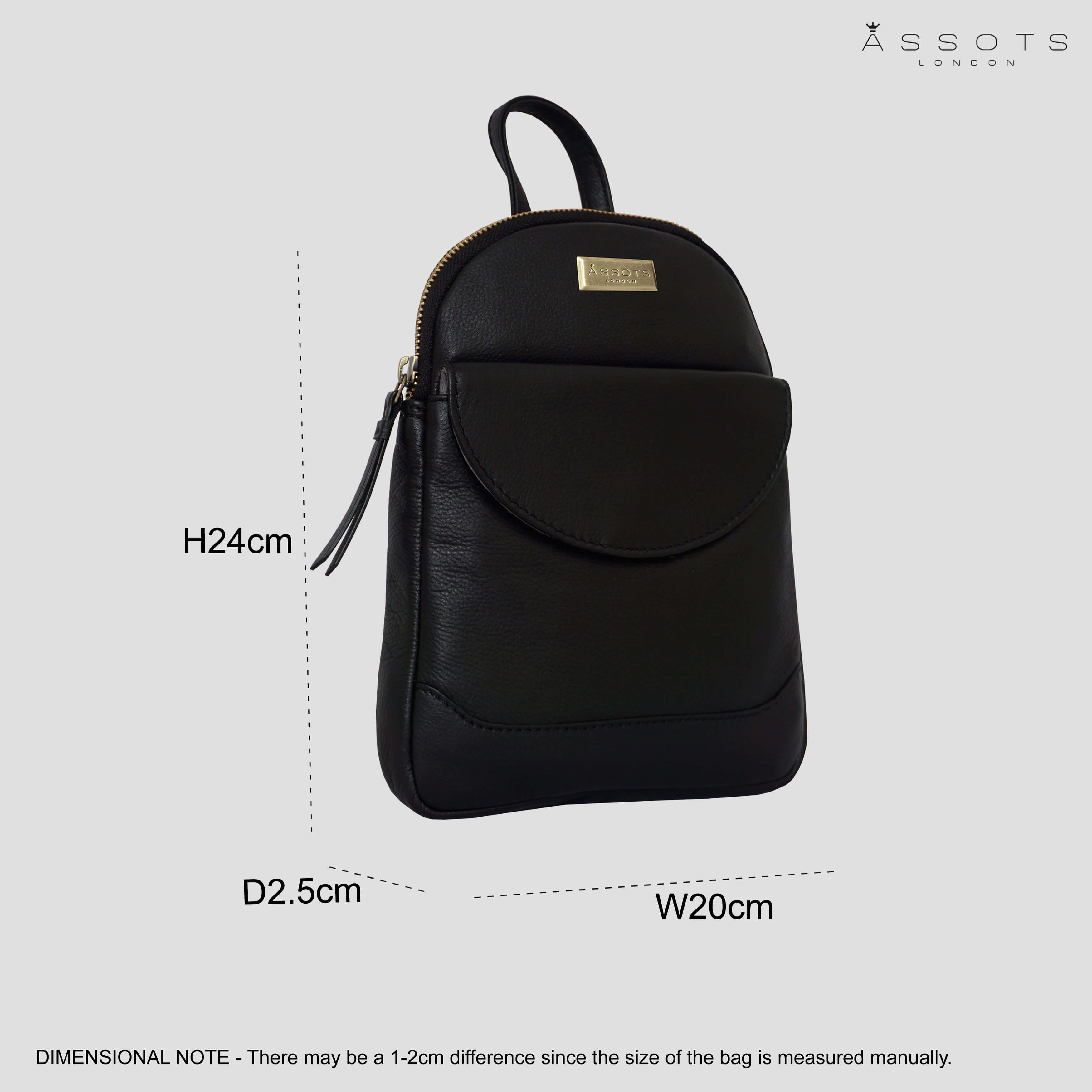 'GEORGE' Black Mini Pebble Grain Leather Backpack