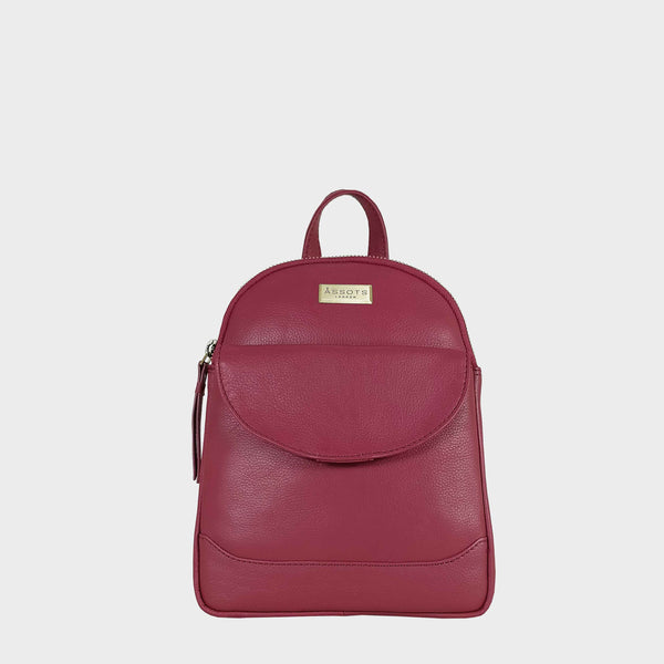 'GEORGE' Carmine Pink Mini Pebble Grain Leather Backpack