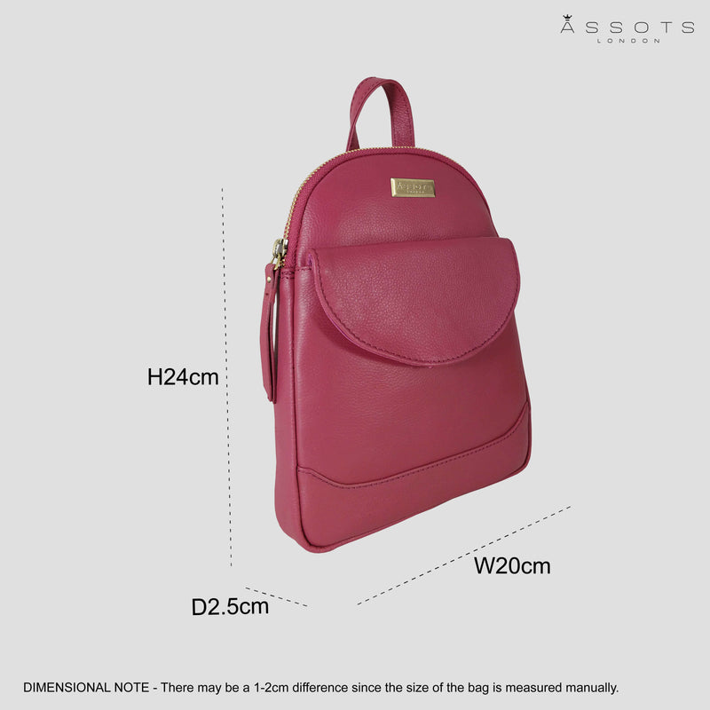 'GEORGE' Carmine Pink Mini Pebble Grain Leather Backpack