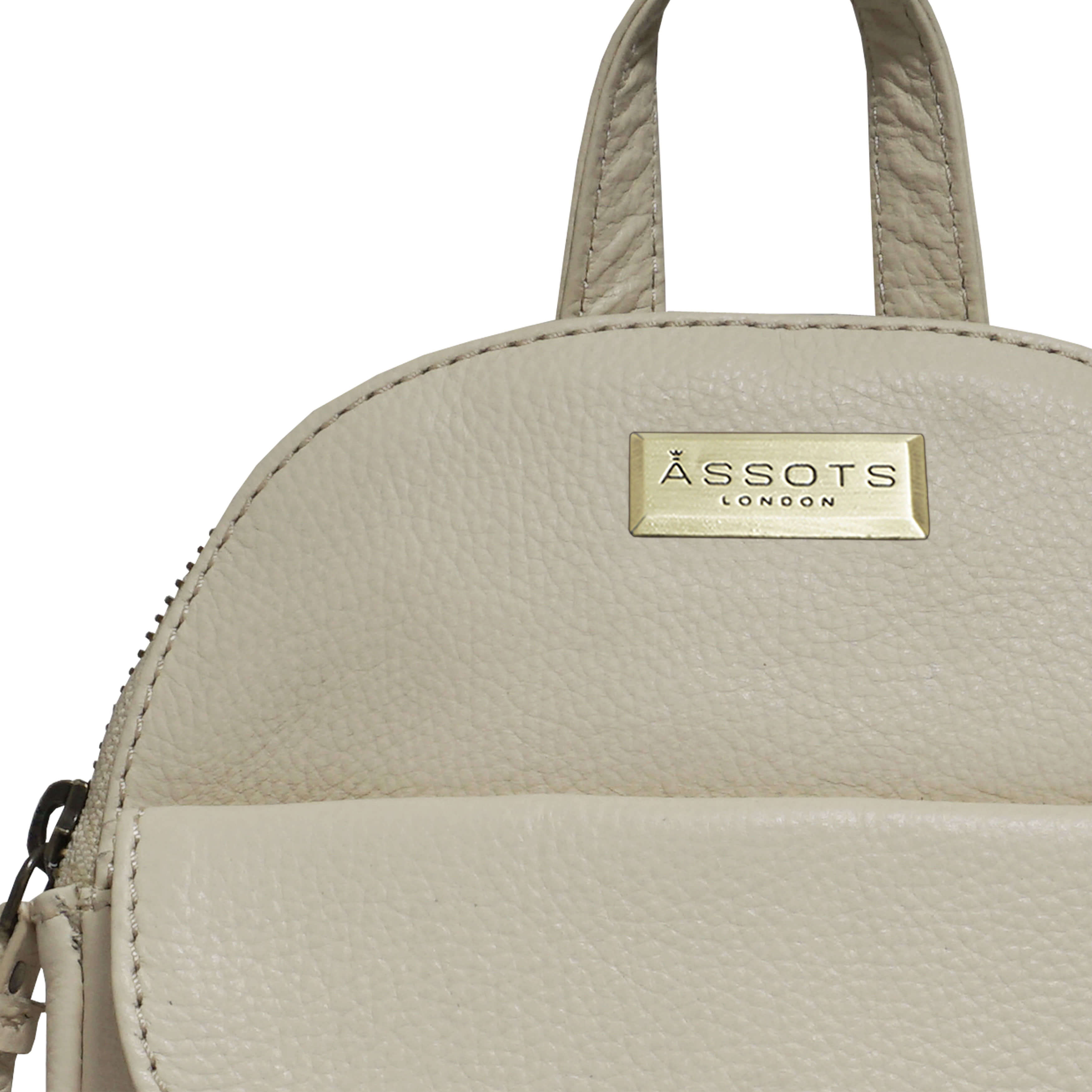 'GEORGE' Cream Mini Pebble Grain Leather Backpack