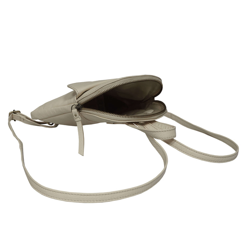 'GEORGE' Cream Mini Pebble Grain Leather Backpack