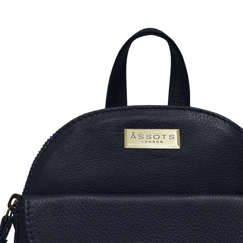 'GEORGE' Navy Mini Pebble Grain Leather Backpack