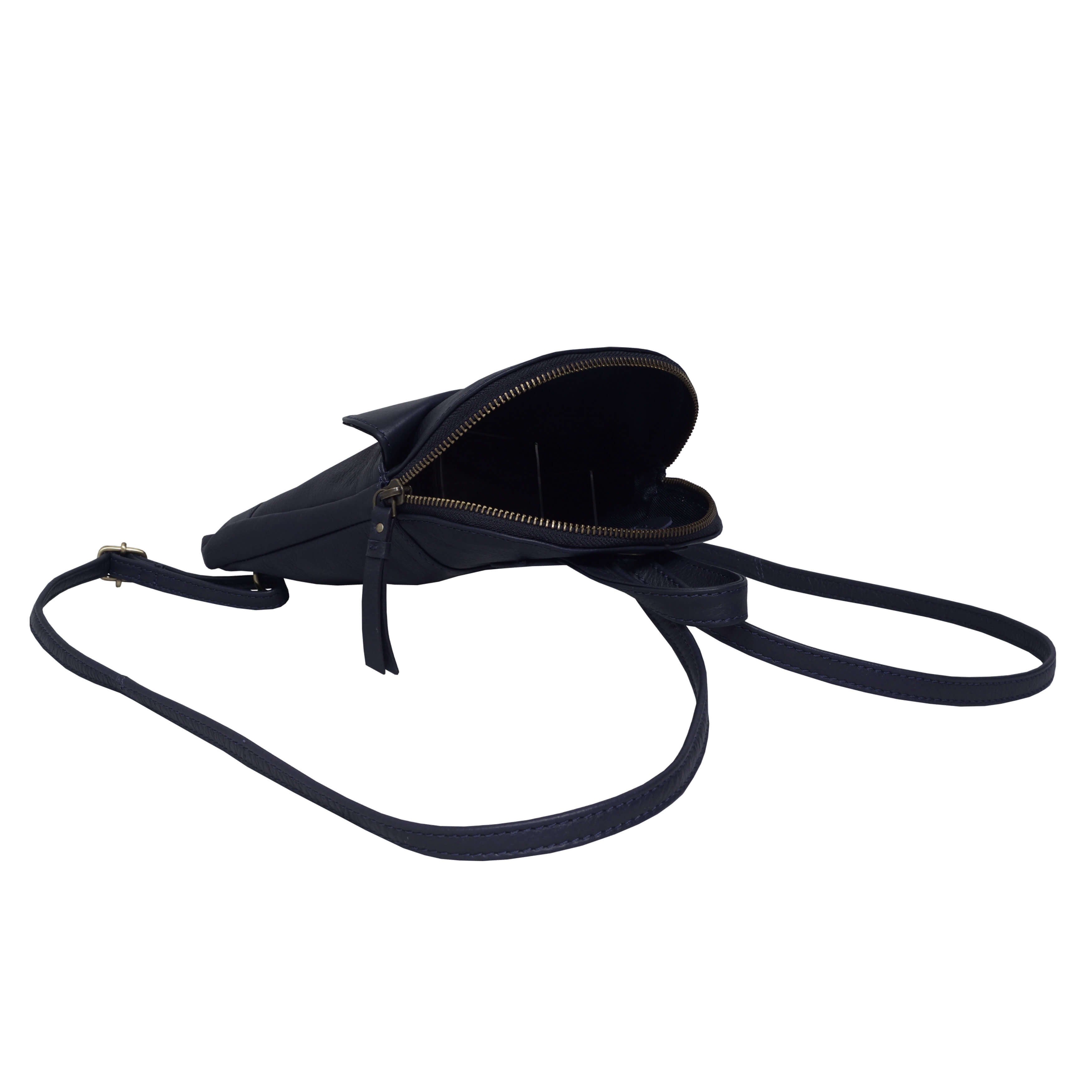 'GEORGE' Navy Mini Pebble Grain Leather Backpack