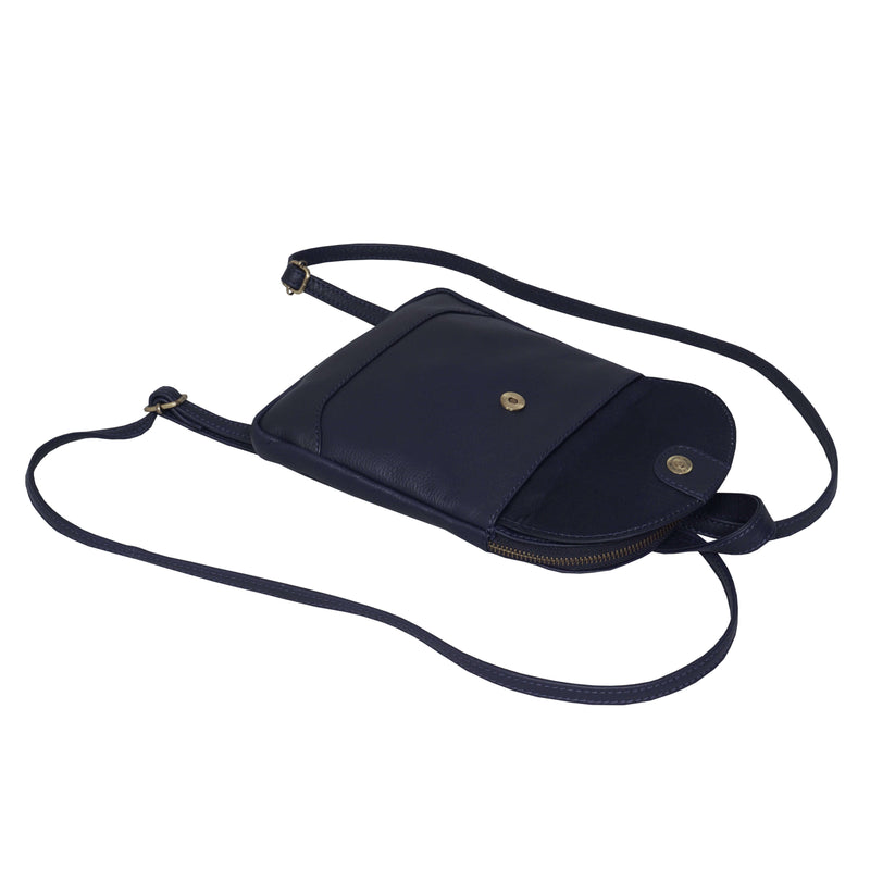 'GEORGE' Navy Mini Pebble Grain Leather Backpack