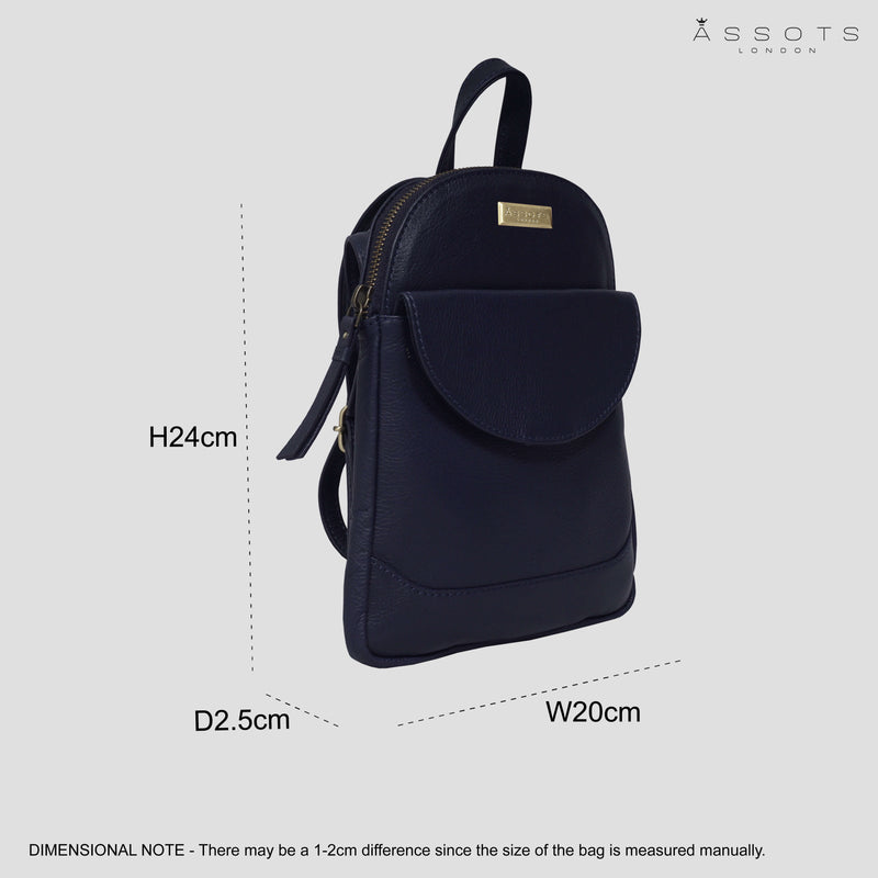 'GEORGE' Navy Mini Pebble Grain Leather Backpack