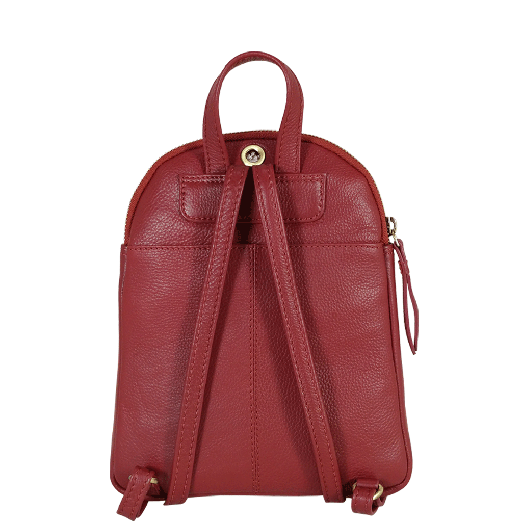 'GEORGE' Paprika Red Mini Pebble Grain Leather Backpack