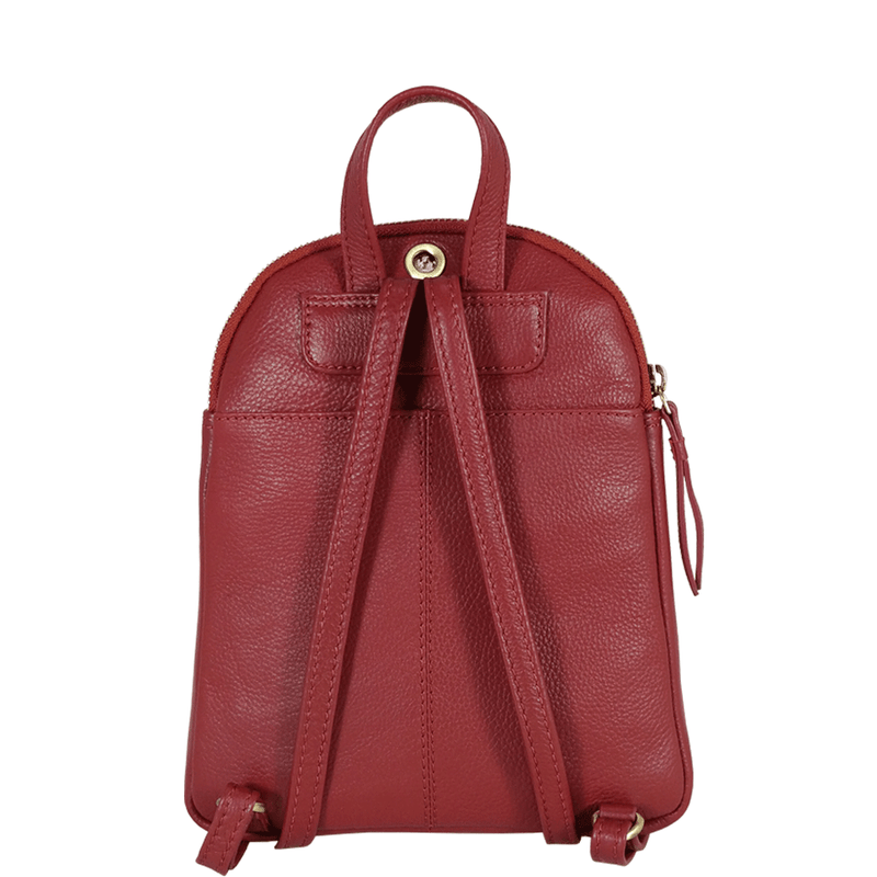 'GEORGE' Paprika Red Mini Pebble Grain Leather Backpack