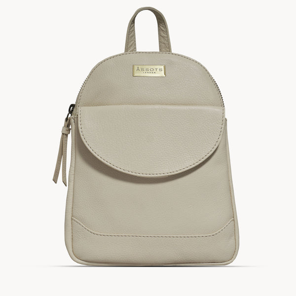 'GEORGE' Cream Mini Pebble Grain Leather Backpack