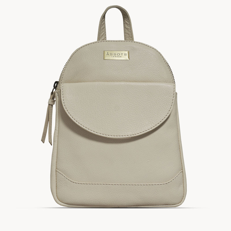 'GEORGE' Cream Mini Pebble Grain Leather Backpack