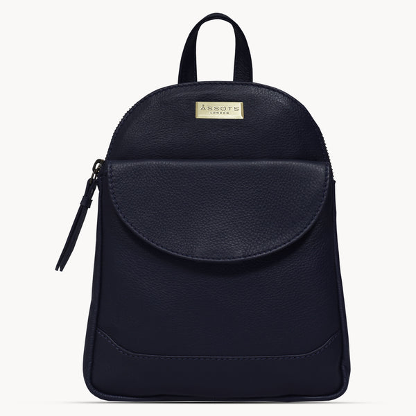 'GEORGE' Navy Mini Pebble Grain Leather Backpack