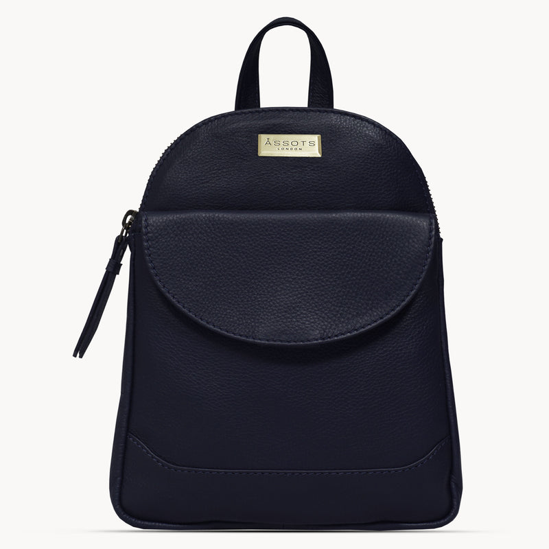 'GEORGE' Navy Mini Pebble Grain Leather Backpack
