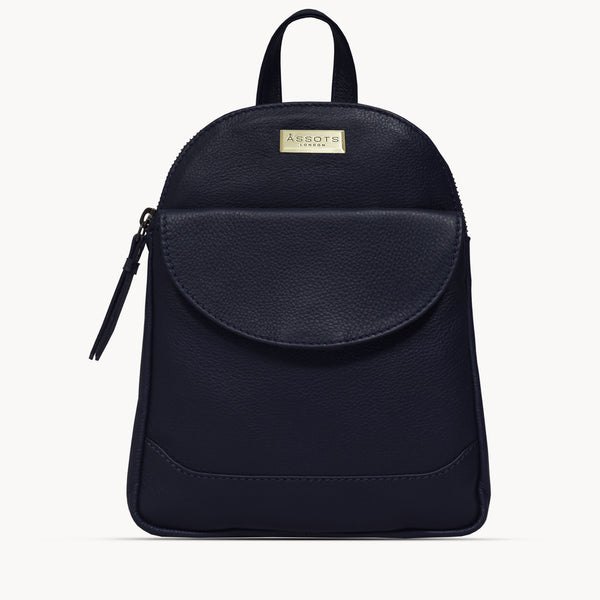 'GEORGE' Navy Mini Pebble Grain Leather Backpack