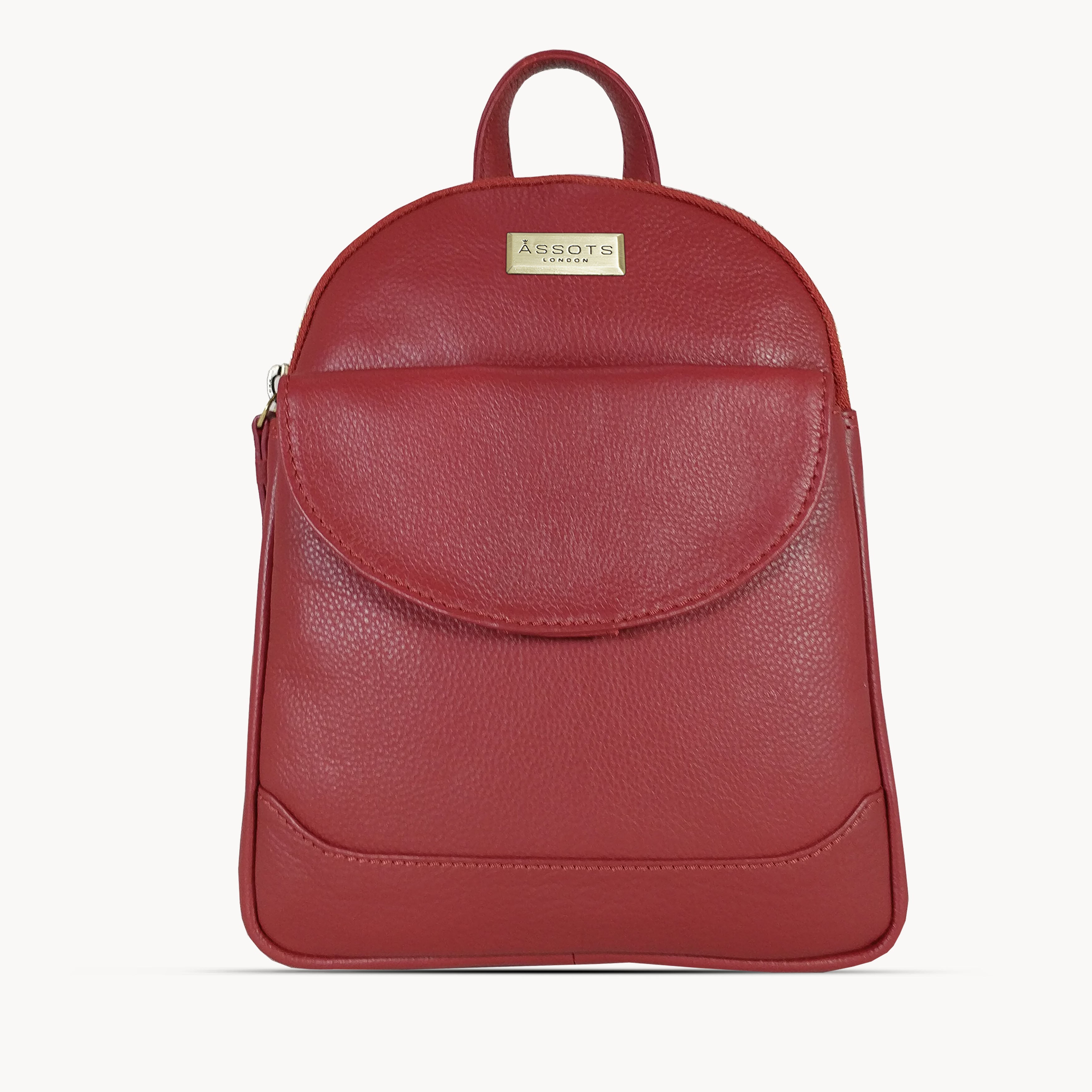 'GEORGE' Paprika Red Mini Pebble Grain Leather Backpack