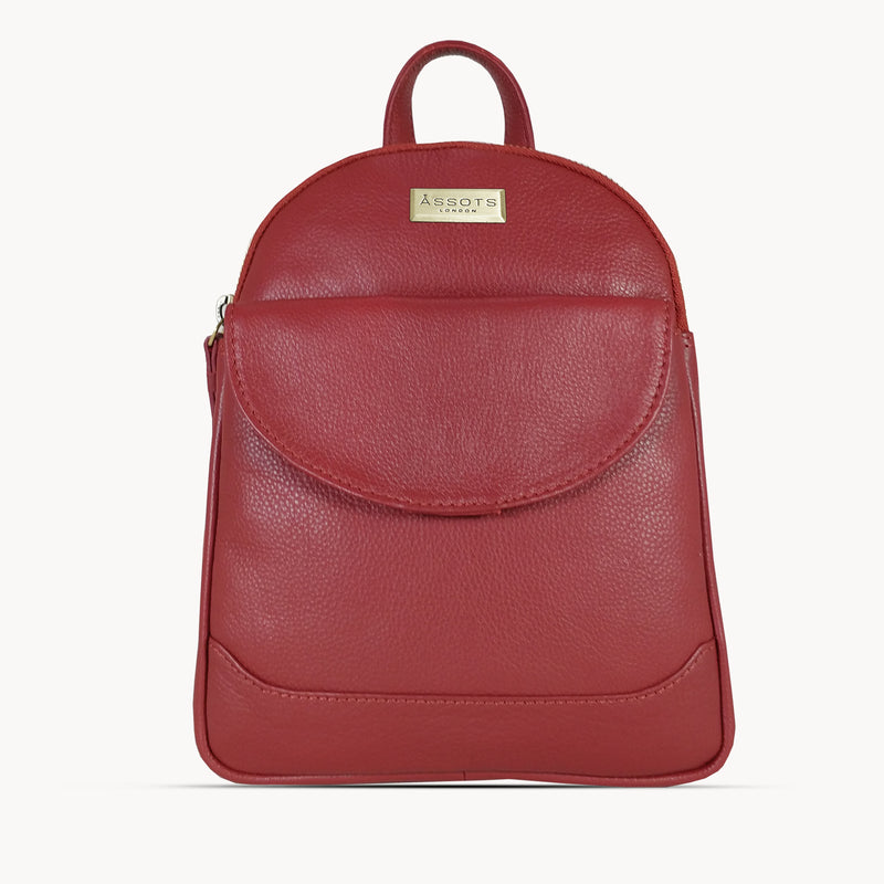 'GEORGE' Paprika Red Mini Pebble Grain Leather Backpack