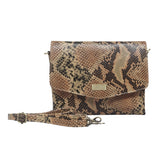 'GEORGIA' Tan Snake Print Real Leather Crossbody Sling Bag