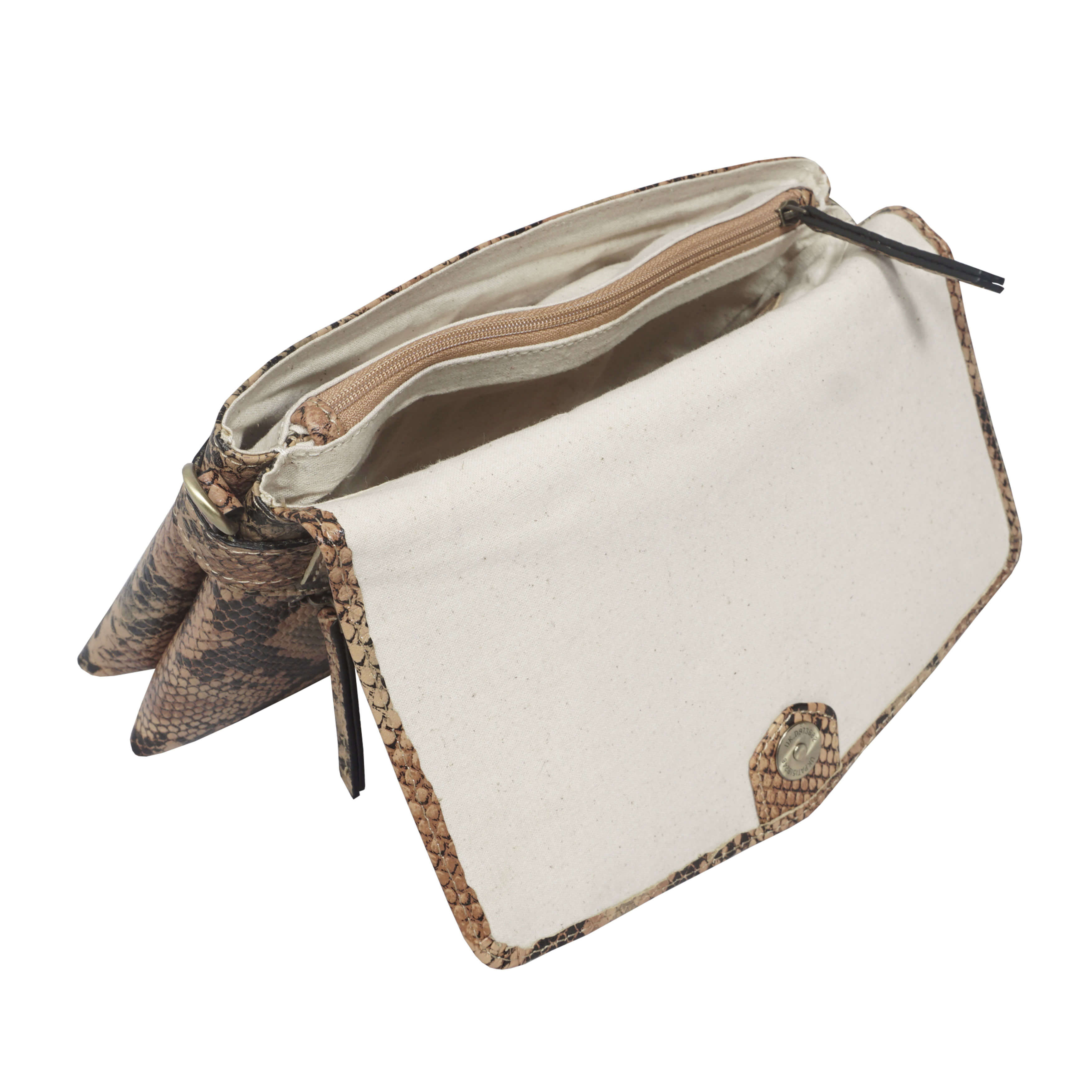 'GEORGIA' Tan Snake Print Real Leather Crossbody Sling Bag