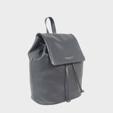 'GRACE' Black Full Grain Leather Flap-over Backpack