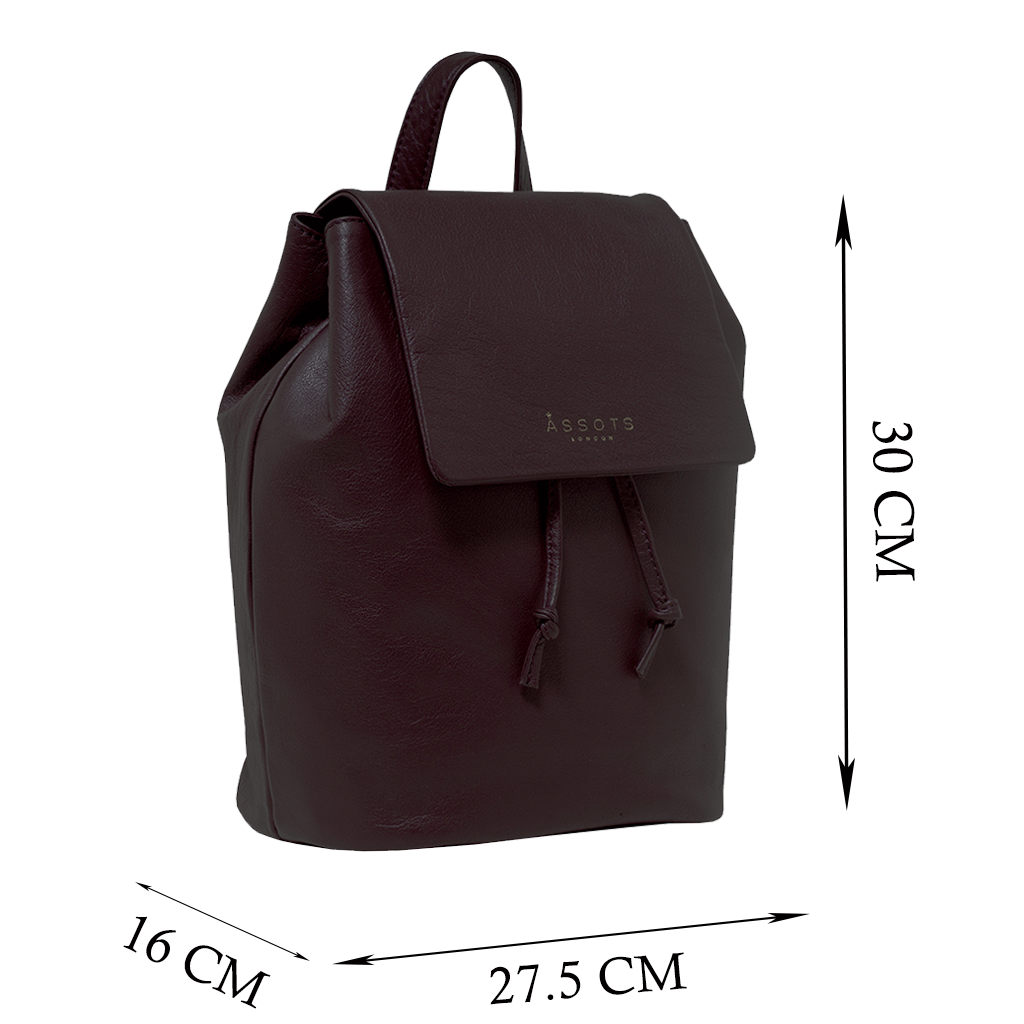 'GRACE' Burgundy Full Grain Leather Flap-over Backpack