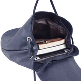 'GRACE' Navy Full Grain Leather Flap-over Backpack
