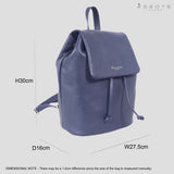 'GRACE' Navy Full Grain Leather Flap-over Backpack
