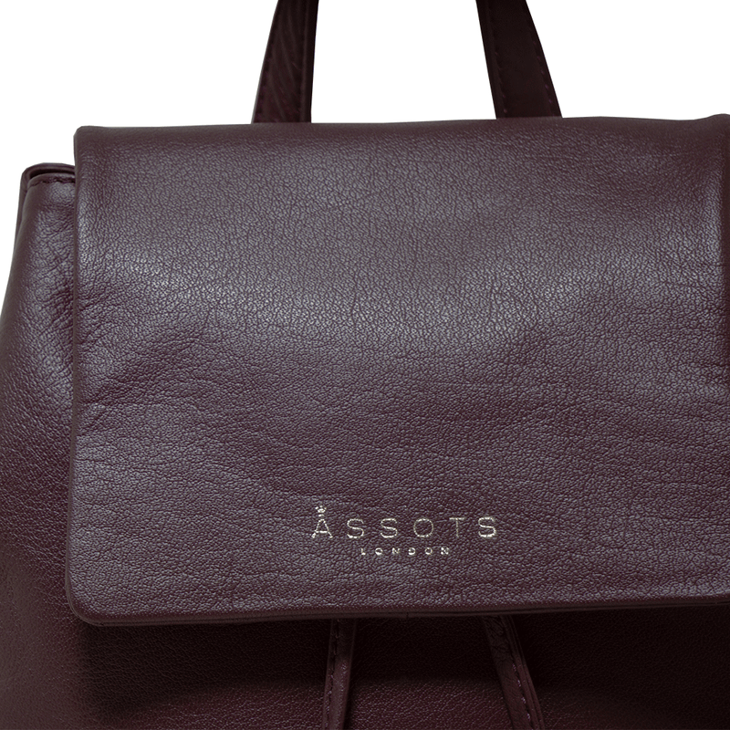 'GRACE' Burgundy Full Grain Leather Flap-over Backpack