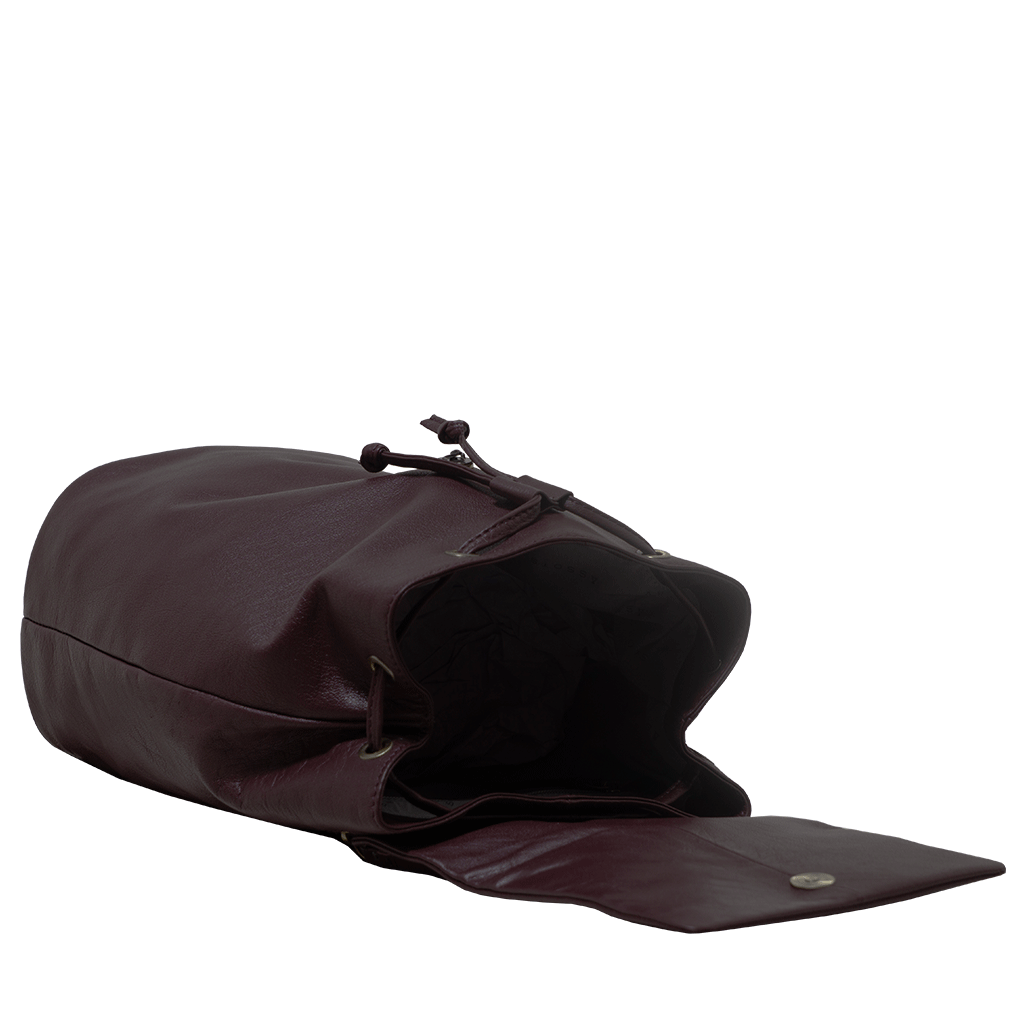 'GRACE' Burgundy Full Grain Leather Flap-over Backpack