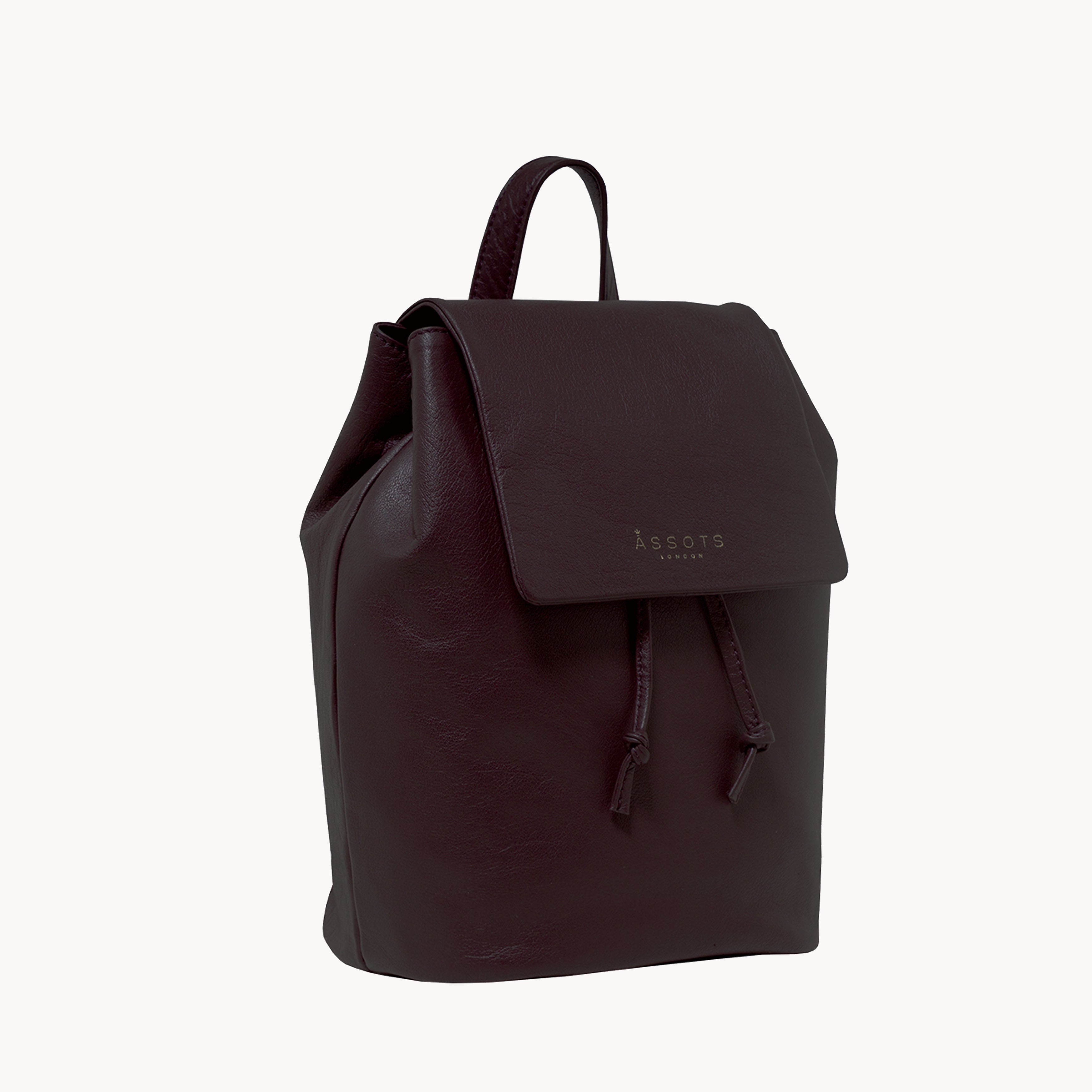 'GRACE' Burgundy Full Grain Leather Flap-over Backpack