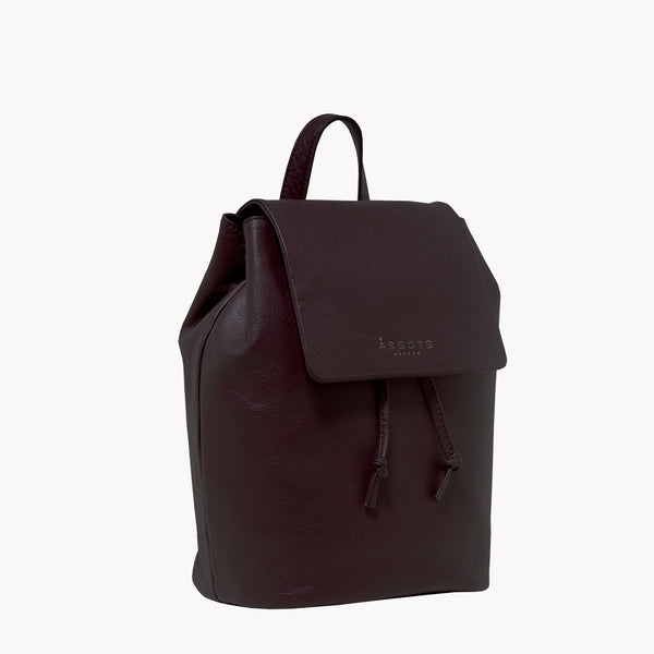 'GRACE' Burgundy Full Grain Leather Flap-over Backpack