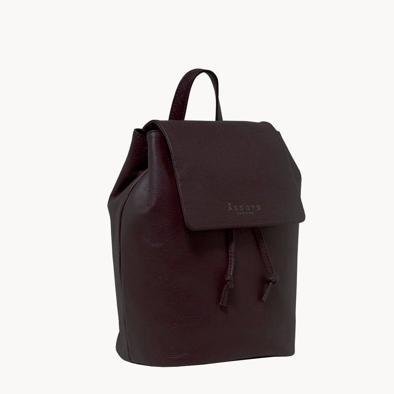 'GRACE' Burgundy Full Grain Leather Flap-over Backpack