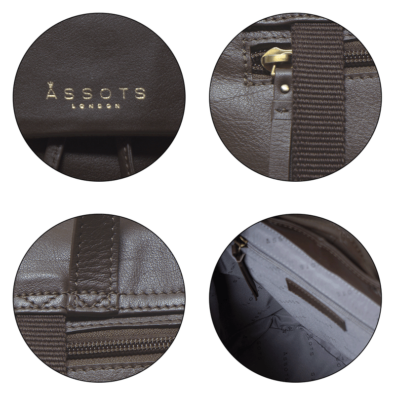 'GRACE' Mokka Brown Full Grain Leather Flap-over Backpack