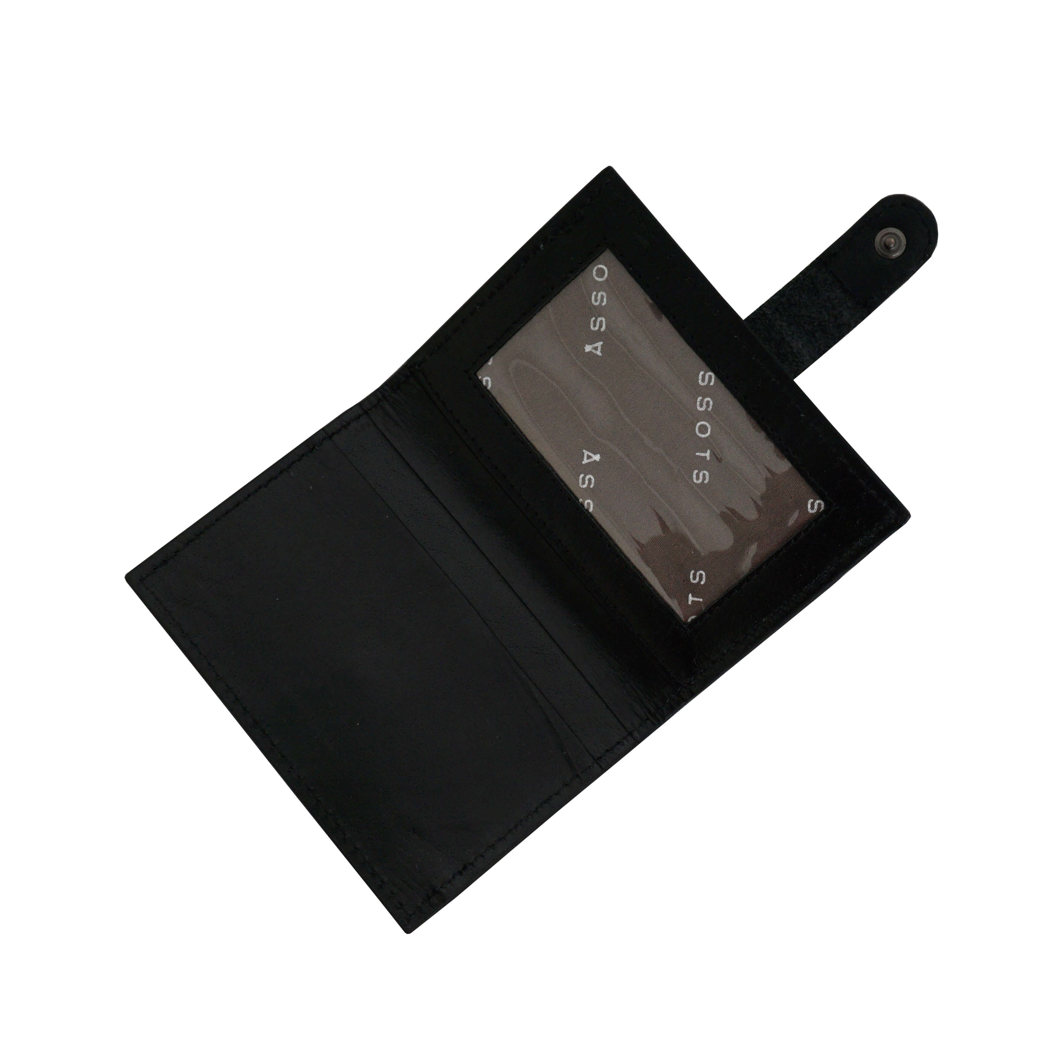 'GROVE' Black Smooth RFID Tab-over Leather Credit Card Holder