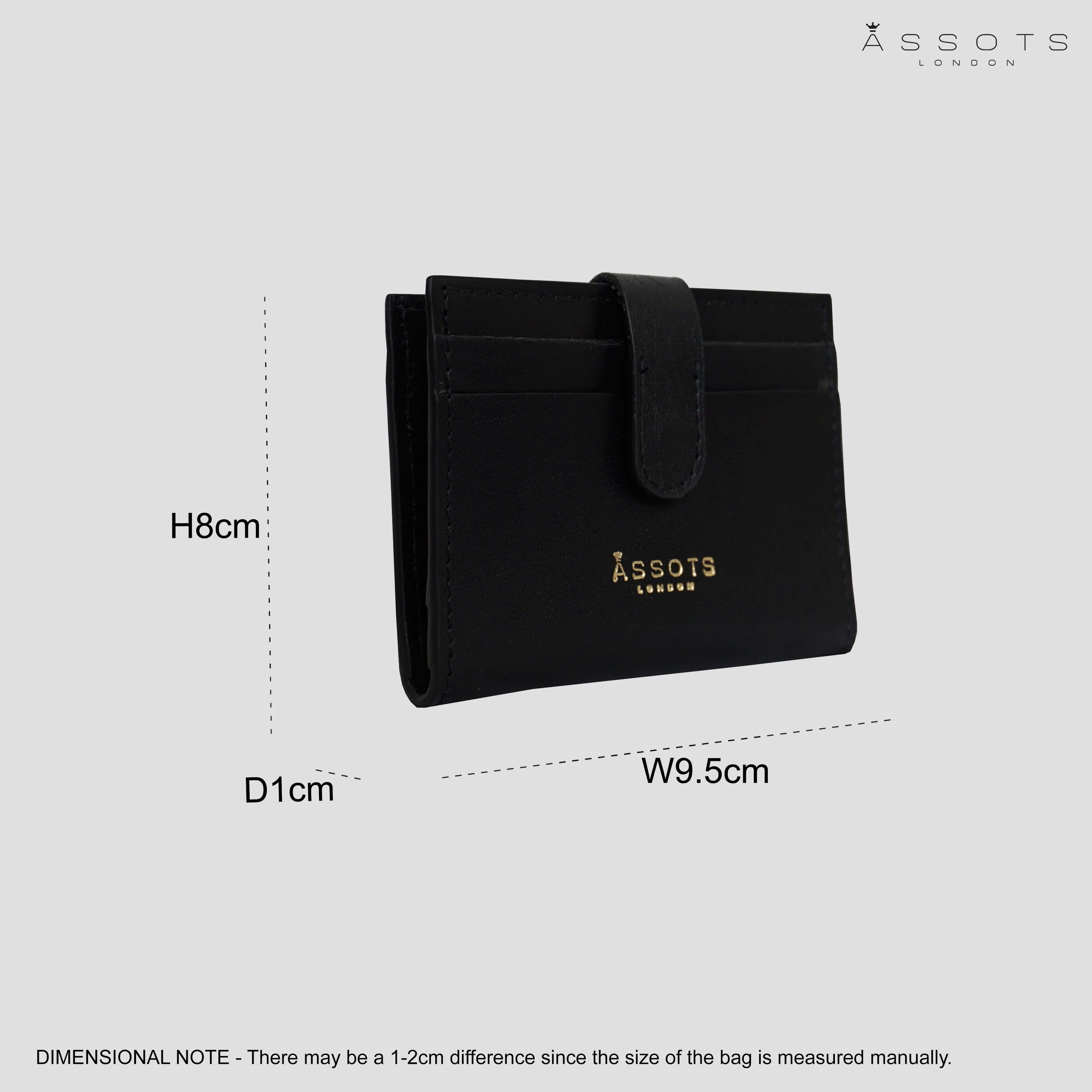 'GROVE' Black Smooth RFID Tab-over Leather Credit Card Holder