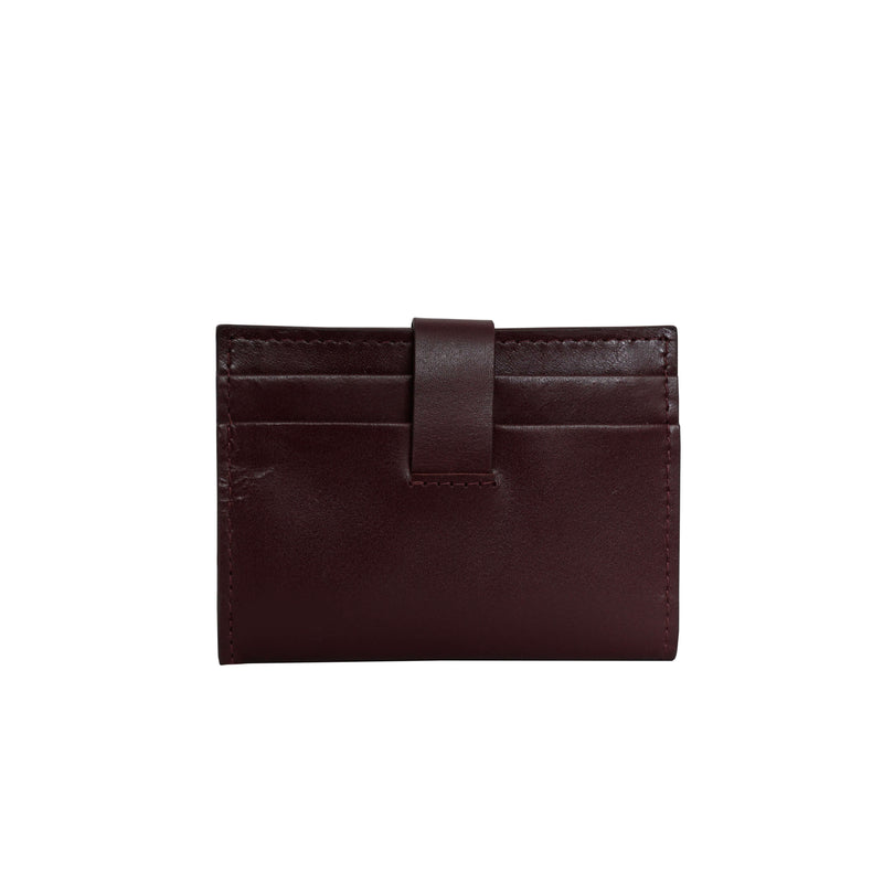 'GROVE' Burgundy Smooth RFID Tab-over Leather Credit Card Holder