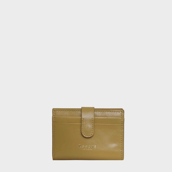 'GROVE' Mustard Smooth RFID Tab-over Leather Credit Card Holder