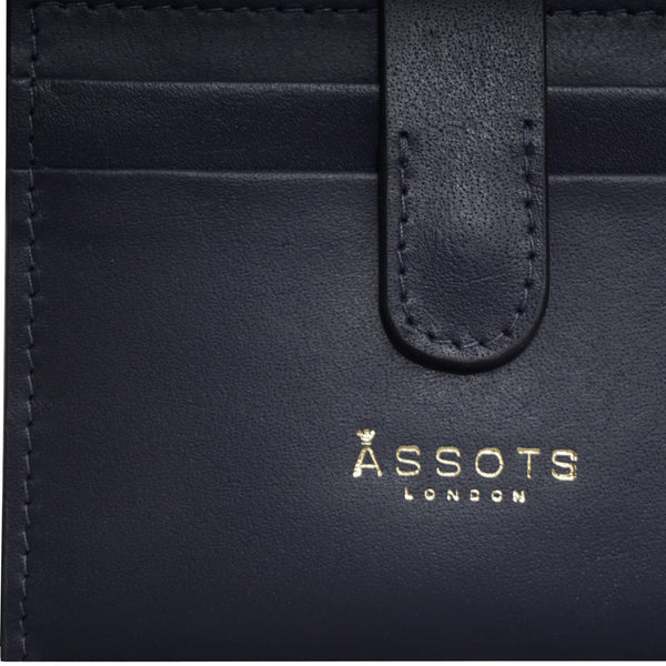 'GROVE' Navy Smooth RFID Tab-over Leather Credit Card Holder