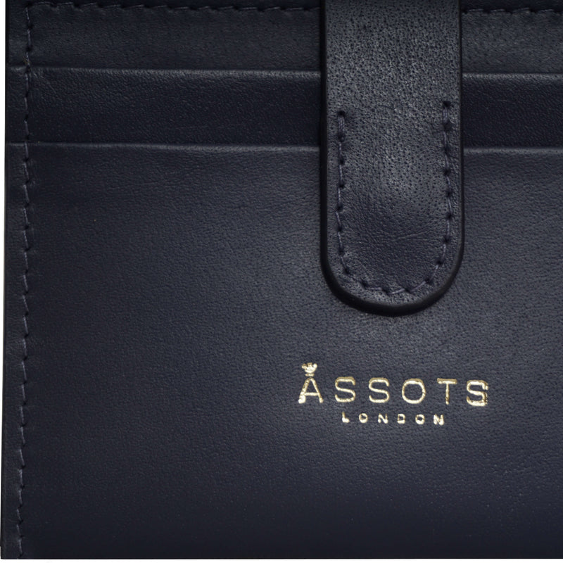 'GROVE' Navy Smooth RFID Tab-over Leather Credit Card Holder