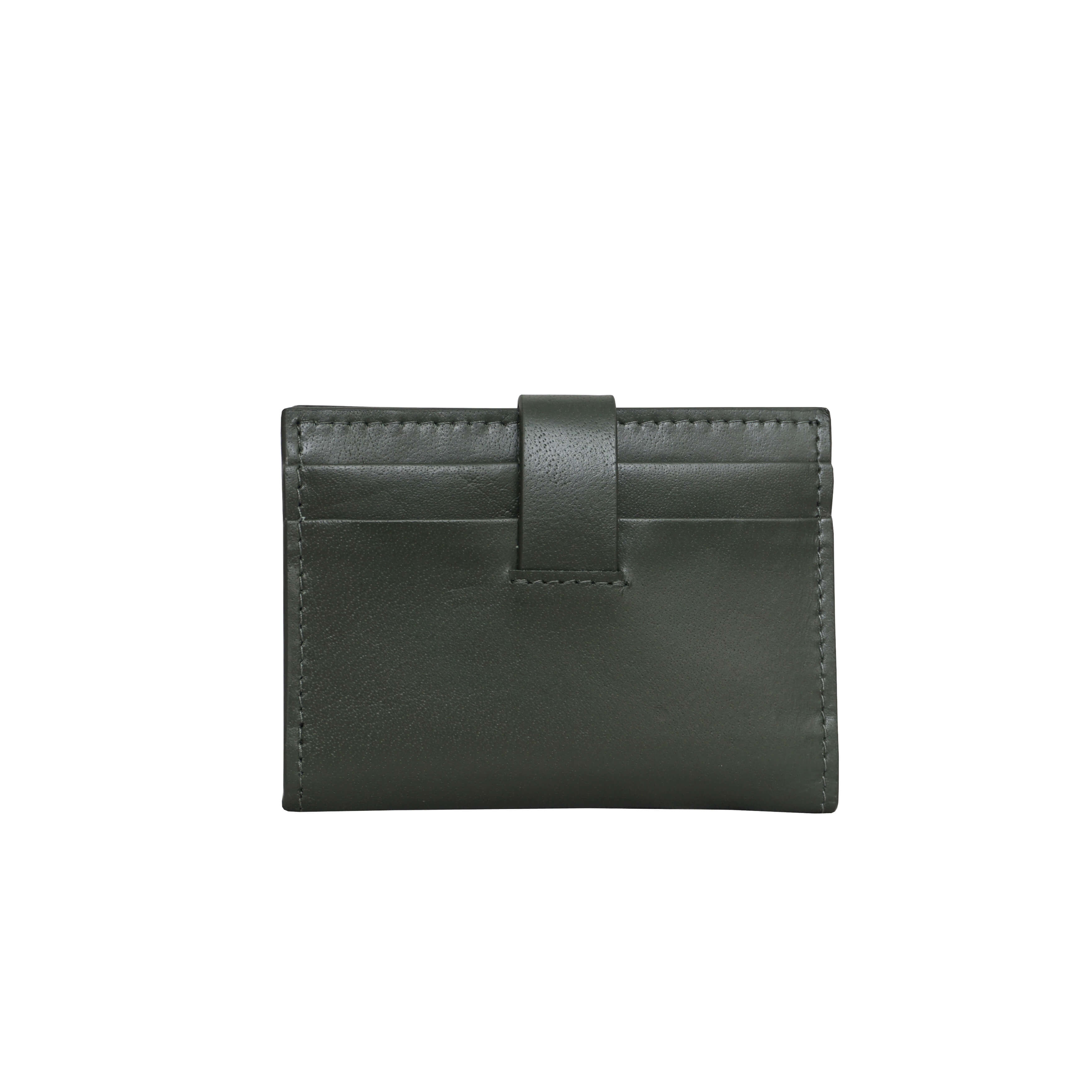 'GROVE' Forest Green Khaki Smooth RFID Tab-over Leather Credit Card Holder