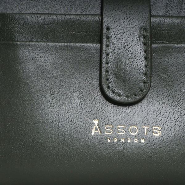 'GROVE' Forest Green Khaki Smooth RFID Tab-over Leather Credit Card Holder