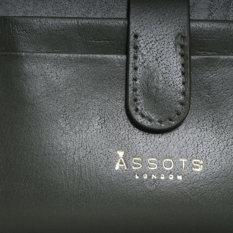 'GROVE' Forest Green Khaki Smooth RFID Tab-over Leather Credit Card Holder