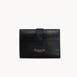 'GROVE' Black Smooth RFID Tab-over Leather Credit Card Holder